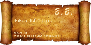 Buksa Bálint névjegykártya